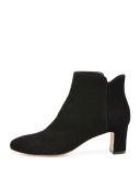 Jakk Suede Chunky-Heel Bootie, Black