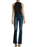 Heather High-Waist Flare-Leg Jeans, Triton