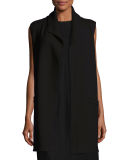 Boiled Wool Funnel-Neck Long Vest