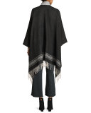 Wide-Leg Heathered Jersey Ankle Pants, Charcoal