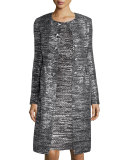 Painted Metallic Knit Topper, Caviar/Silver Shimmer Multi