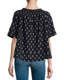 The Smock Dotted Ikat Tee, Blue