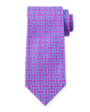 Cutout Print Silk Tie, Purple