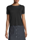 Stevie Tipped Jersey Tee, Black