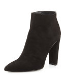 Hitimes Suede Chunky-Heel Bootie, Black 
