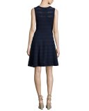 Sleeveless Pointelle Knit Dress, Navy