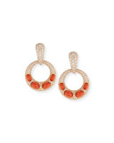 Jackie Coral & Diamond Hoop Earrings in 18K Rose Gold