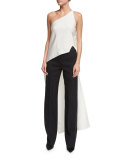One-Shoulder Tail-Back Top, Ecru