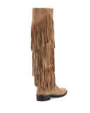 Pendra Fringe Knee Boot, Oatmeal