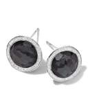 Stella Stud Earrings in Hematite Doublet with Diamonds