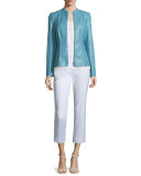Denise Lambskin Leather Zip-Front Jacket 
