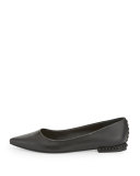 Fallon Leather Studded-Heel Flat, Black