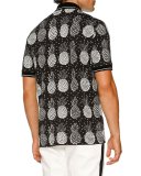 Pineapple Full-Zip Polo Shirt, Black/White