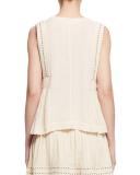 Adonis Sleeveless Studded Jersey Top, Ecru