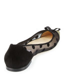 Dorothy Polka-Dot Mesh Flat, Black/Bronze