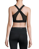 X-Back High-Neck Sports Bra, Liquid Bronze/Black
