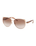 Capped Gradient Aviator Sunglasses, Rose Gold