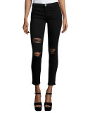 The Stiletto Distressed Skinny Jeans, Black