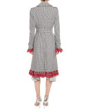 Tucson Cherry-Print Ruffled-Hem Skirt, White