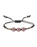 Pull-Cord Bracelet with Diamond & Ruby Fatima Eye Stations