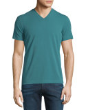 Jersey Short-Sleeve V-Neck T-Shirt, Green