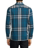 Nelson Tight-Check Sport Shirt, Marine Blue