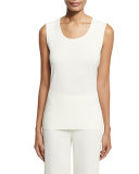 Scoop-Neck Knit Tank, Cream