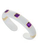 Weekend White Agate Cuff Bracelet with Amethyst Studs