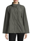 Hooded Zip-Front Jacket W/Stand Collar 