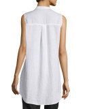 Sleeveless Organic Linen Button-Front Tunic