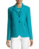 Double-Faced Wool Two-Button Jacket, Azure