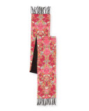 Edna Floral Silk Tassel Scarf, Pink