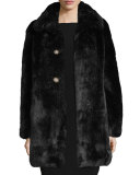 faux-fur two-button coat w/ rhinestones, black