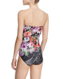 Bloomsbury Floral-Print Bandeau One-Piece Swimsuit