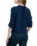 Marru Split-Neck Silk Top