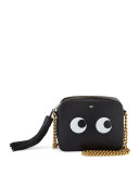 Eyes Leather Crossbody Bag, Black