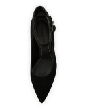 Gloria Suede Ankle-Wrap Pump, Black