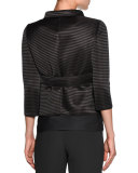 Scuba Horizontal-Stripe 3/4-Sleeve Jacket, Dark Gray