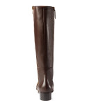 Peyton Leather Knee Boot, Brown