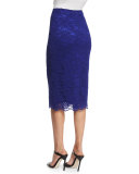 Lace Pencil Skirt, Royal 