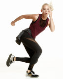 Swiss-Dot Mesh-Panel Long Sport Leggings, Converged Black