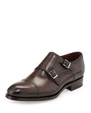 Leather Double-Monk Shoe, Brown