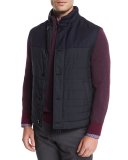 Degrade-Paneled Wool Vest, Navy