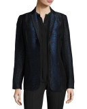 Katlyn Leopard-Print One-Button Blazer, Black