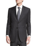 Taylor Plaid-Windowpane Wool Suit, Charcoal