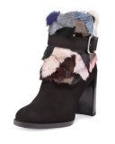 Gofurit Mink-Trim Ankle Boot, Fiesta