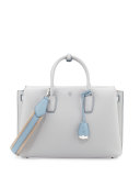Milla Medium Leather Tote Bag, Whisper Gray