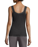 Heather Jersey Lace Trim Tank, Black/Heather
