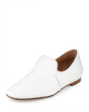 Alys Leather Slipper Flat, White