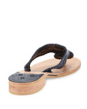 Nantucket Leather Thong Sandal, Midnight